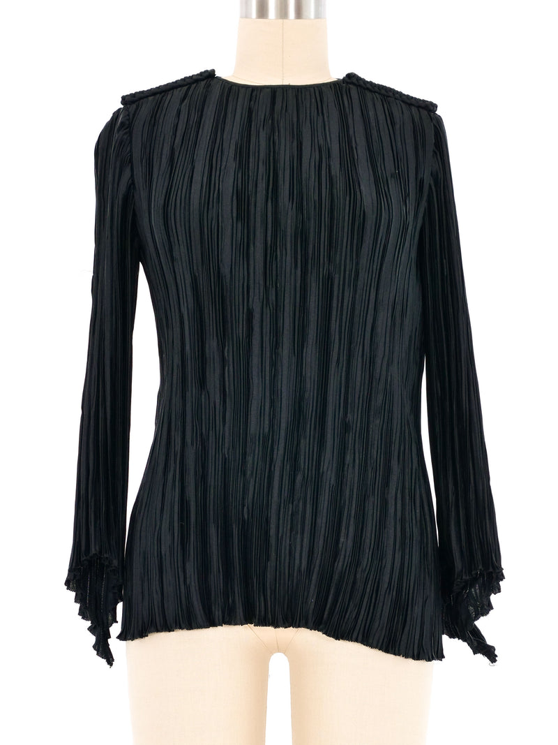 Mary McFadden Black Pleated Top Top arcadeshops.com