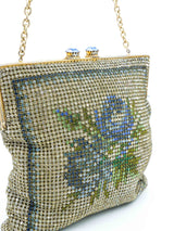 Rhinestone Cross Stitch Chainmail Kisslock Purse Accessory arcadeshops.com