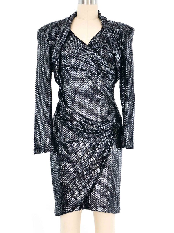 Black Mosaic Style Stretch Mini Dress Dress arcadeshops.com