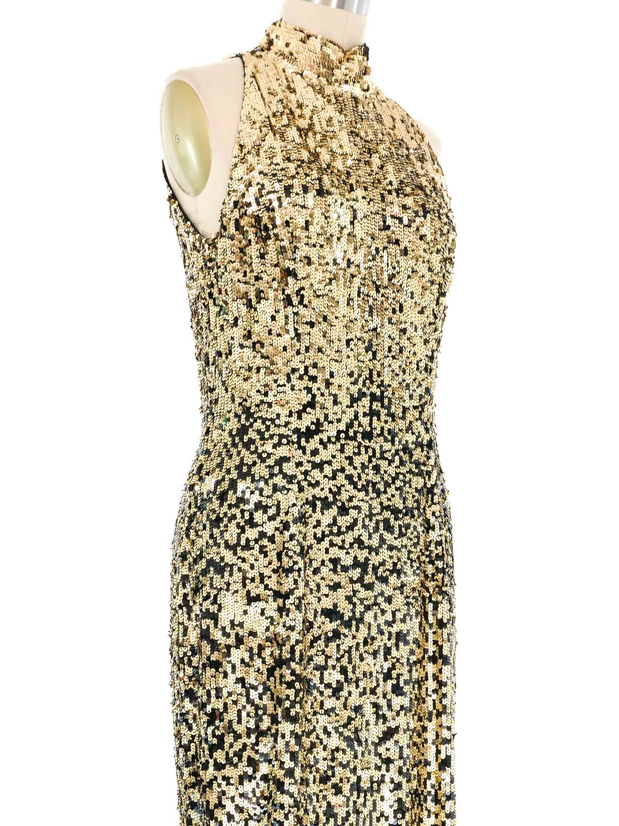 Oleg Cassini Ombre Gold Sequin Gown