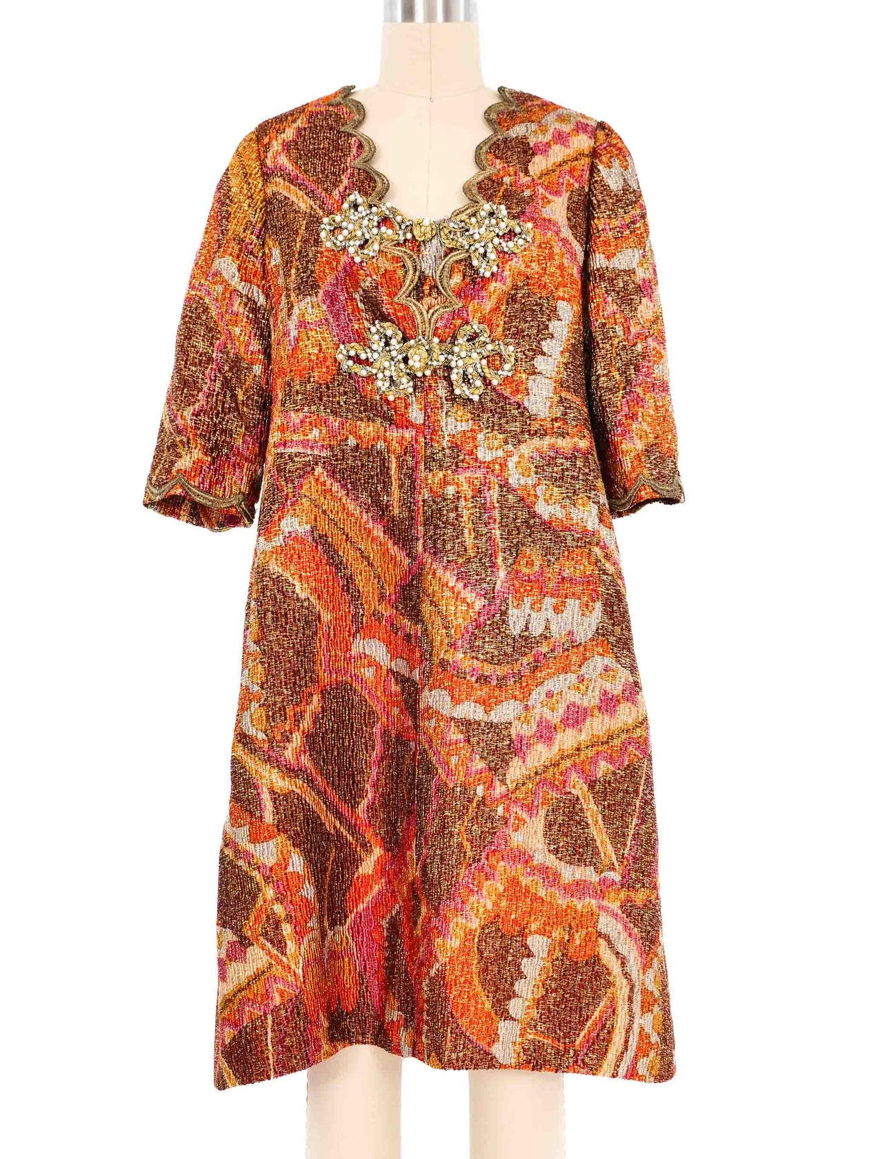 1960s Oscar de la Renta Lame Cocktail Dress