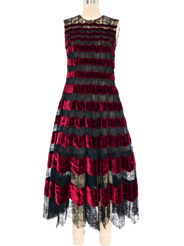 Oscar de la Renta Chevron Lace Dress Dress arcadeshops.com
