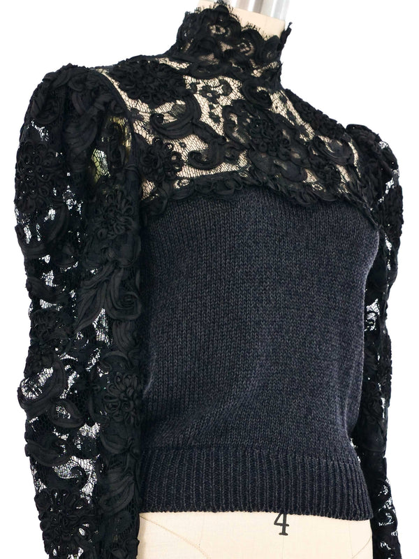 1980s Gucci Lace Accented Sweater Top arcadeshops.com
