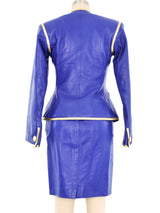 Yves Saint Laurent Royal Blue Leather Ensemble Suit arcadeshops.com