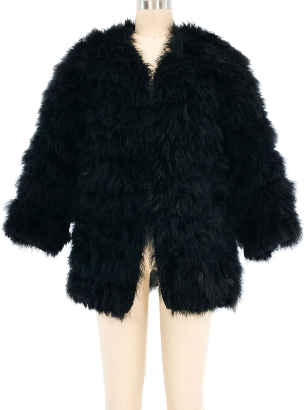 Black Marabou Feather Jacket Jacket arcadeshops.com