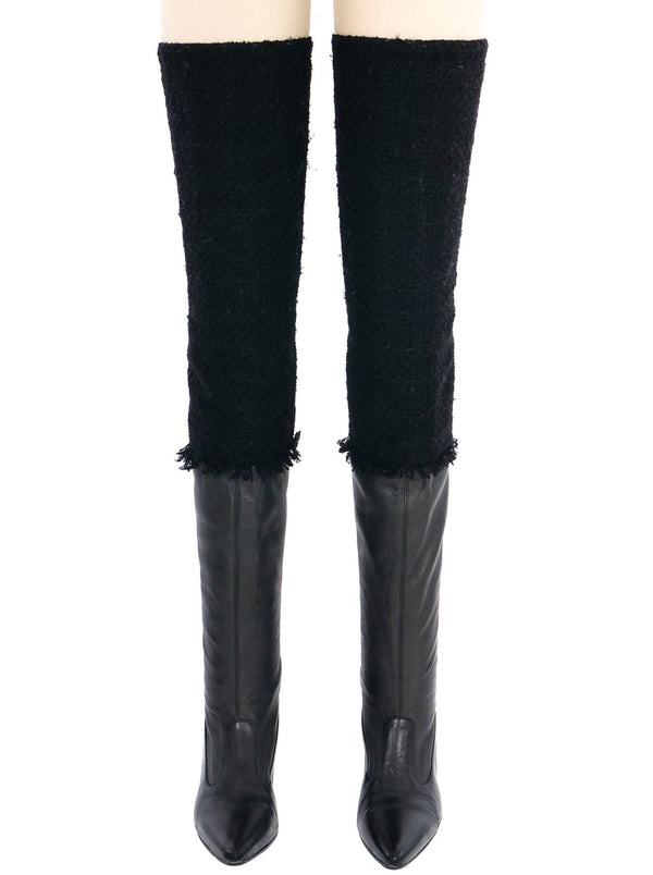 Chanel Thigh High Leather and Tweed Boots, 39 Accessory arcadeshops.com