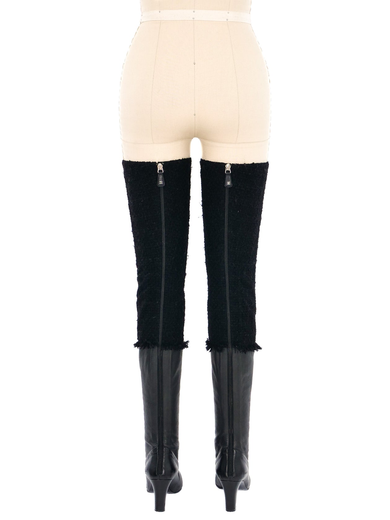 Chanel Suede Thigh High Boots with Gripoix Detail
