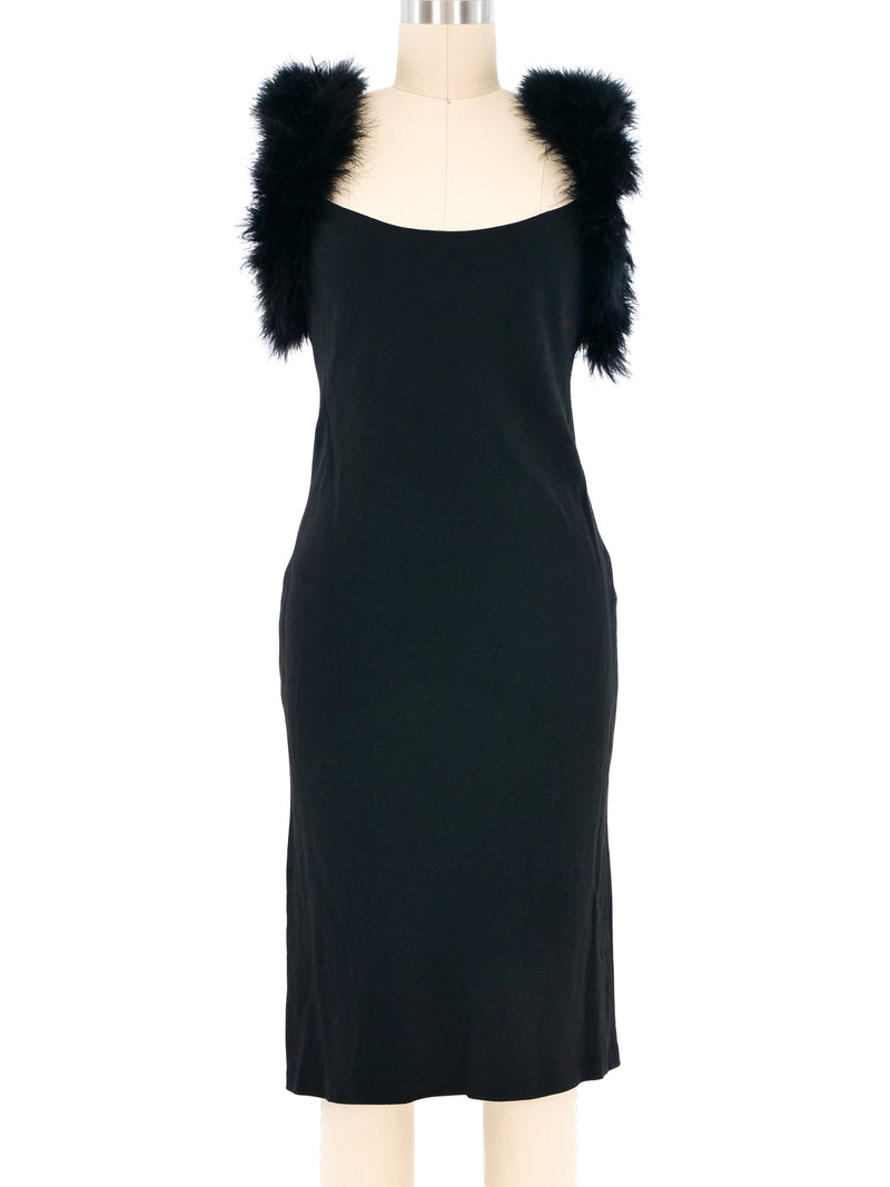 Sonia Rykiel Marabou Trimmed Little Black Dress Dress arcadeshops.com