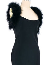 Sonia Rykiel Marabou Trimmed Little Black Dress Dress arcadeshops.com