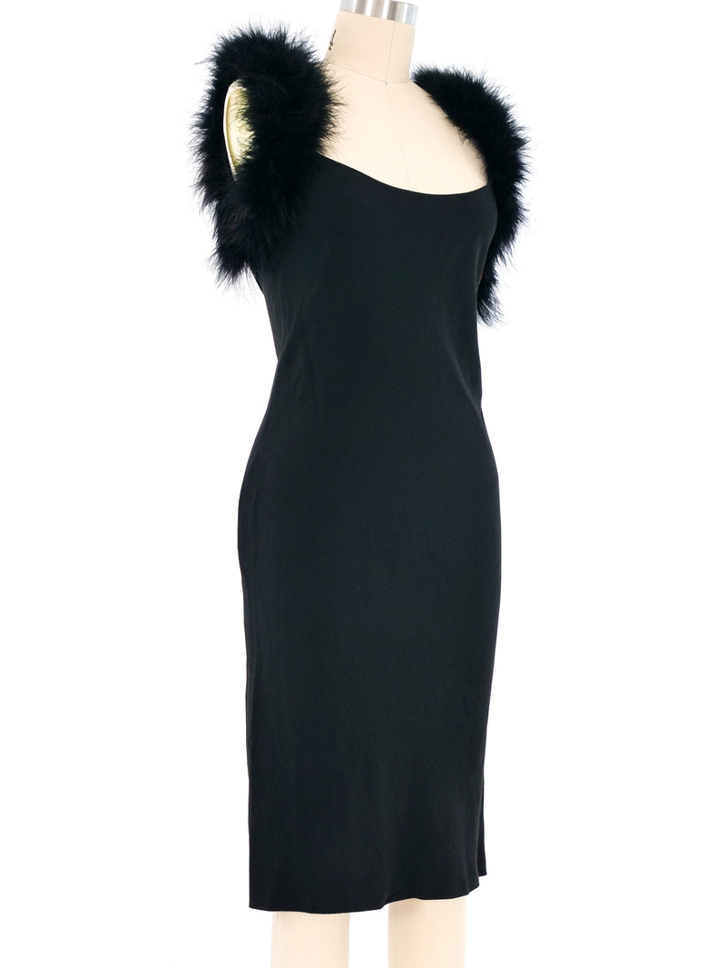 Sonia Rykiel Marabou Trimmed Little Black Dress Dress arcadeshops.com