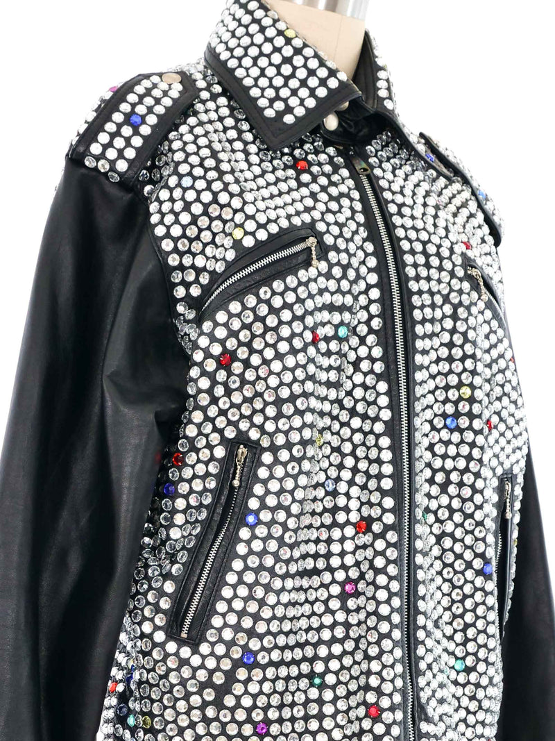 Dice Rules Crystal Studded Leather Jacket Jacket arcadeshops.com