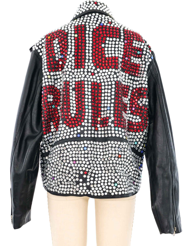 Dice Rules Crystal Studded Leather Jacket Jacket arcadeshops.com