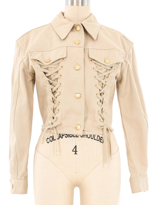 Jean Paul Gaultier Laced Detail Denim Jacket Jacket arcadeshops.com