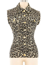 Jean Paul Gaultier Leopard Laced Denim Sleeveless Jacket Jacket arcadeshops.com