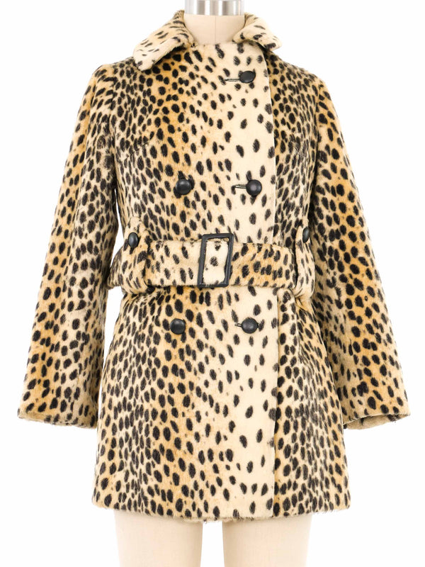 1960s Faux Cheetah Belted Coat Jacket arcadeshops.com
