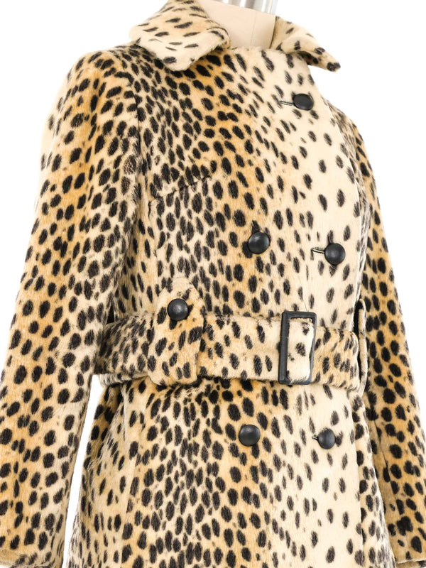 1960s Faux Cheetah Belted Coat Jacket arcadeshops.com