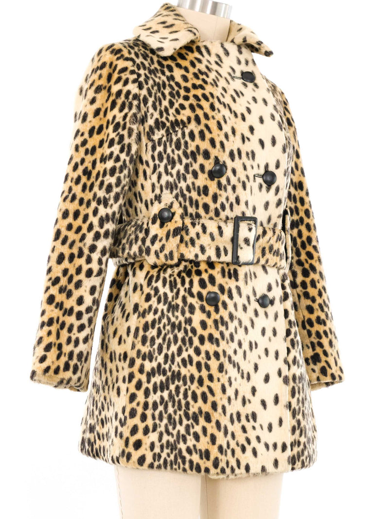 1960s Faux Cheetah Belted Coat Jacket arcadeshops.com