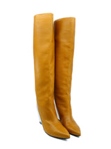 Paco Rabanne Silver Wedge Caramel Leather Boots, 40 Accessory arcadeshops.com