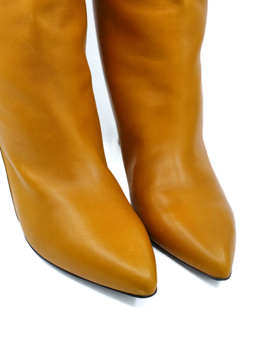 Paco Rabanne Silver Wedge Caramel Leather Boots, 40