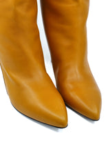 Paco Rabanne Silver Wedge Caramel Leather Boots, 40 Accessory arcadeshops.com