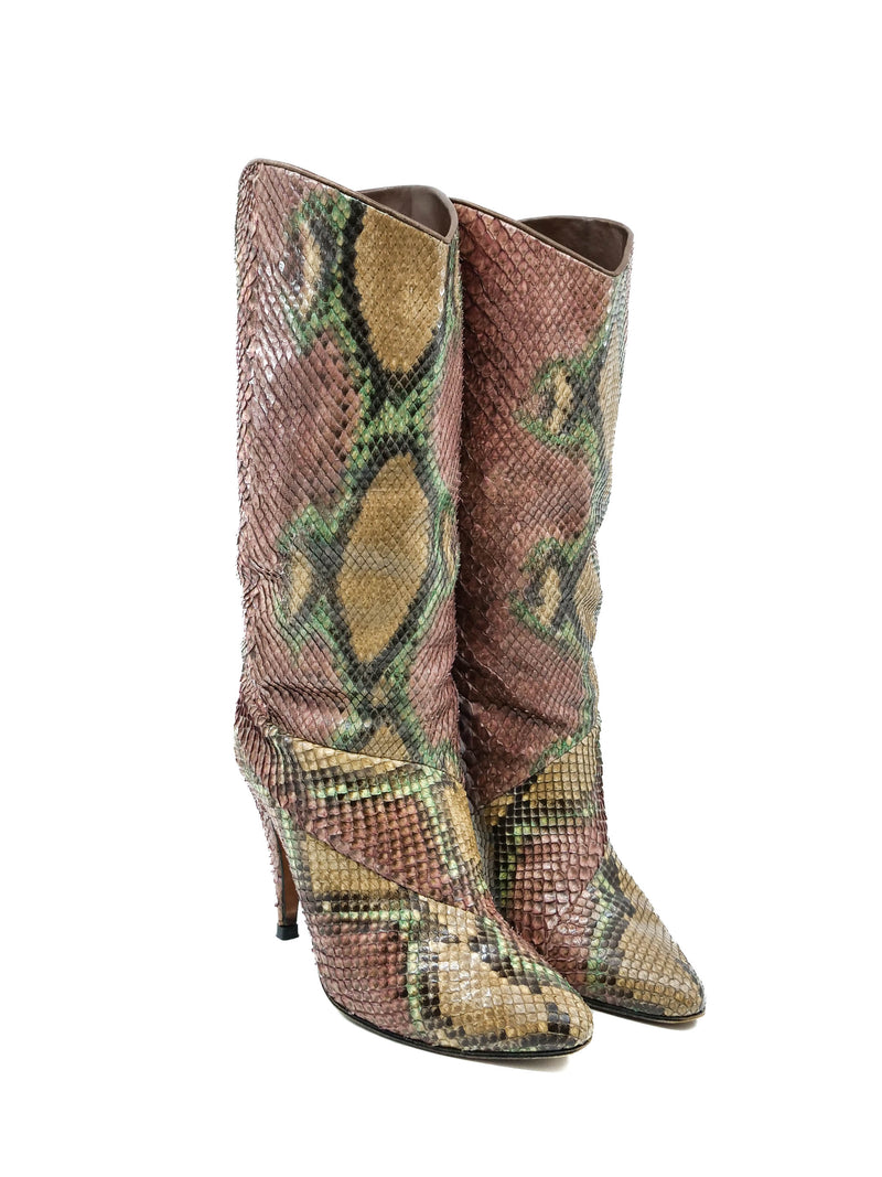 Multicolor Snakeskin Heeled Boots, 7.5 Accessory arcadeshops.com