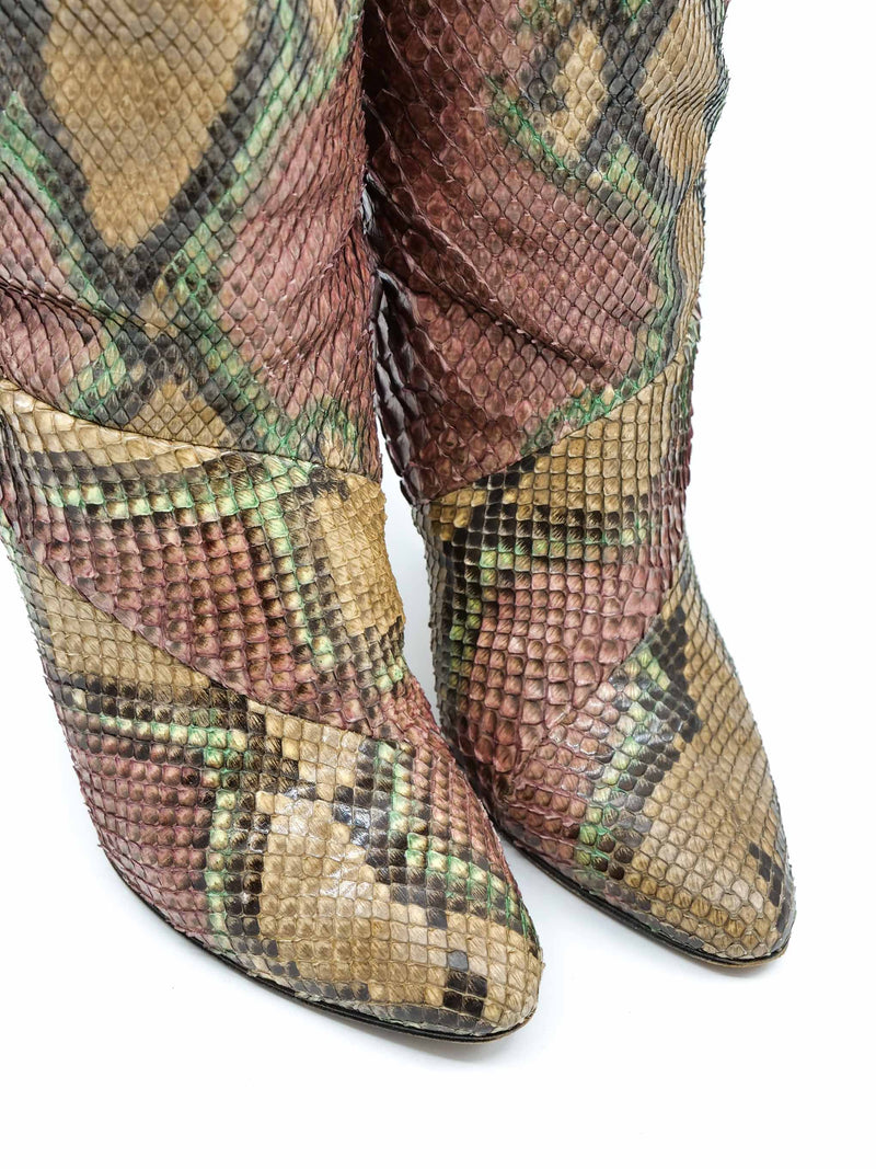 Multicolor Snakeskin Heeled Boots, 7.5 Accessory arcadeshops.com