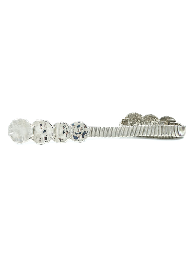 Hammered Disc Silvertone Stretch Belt Accessory arcadeshops.com