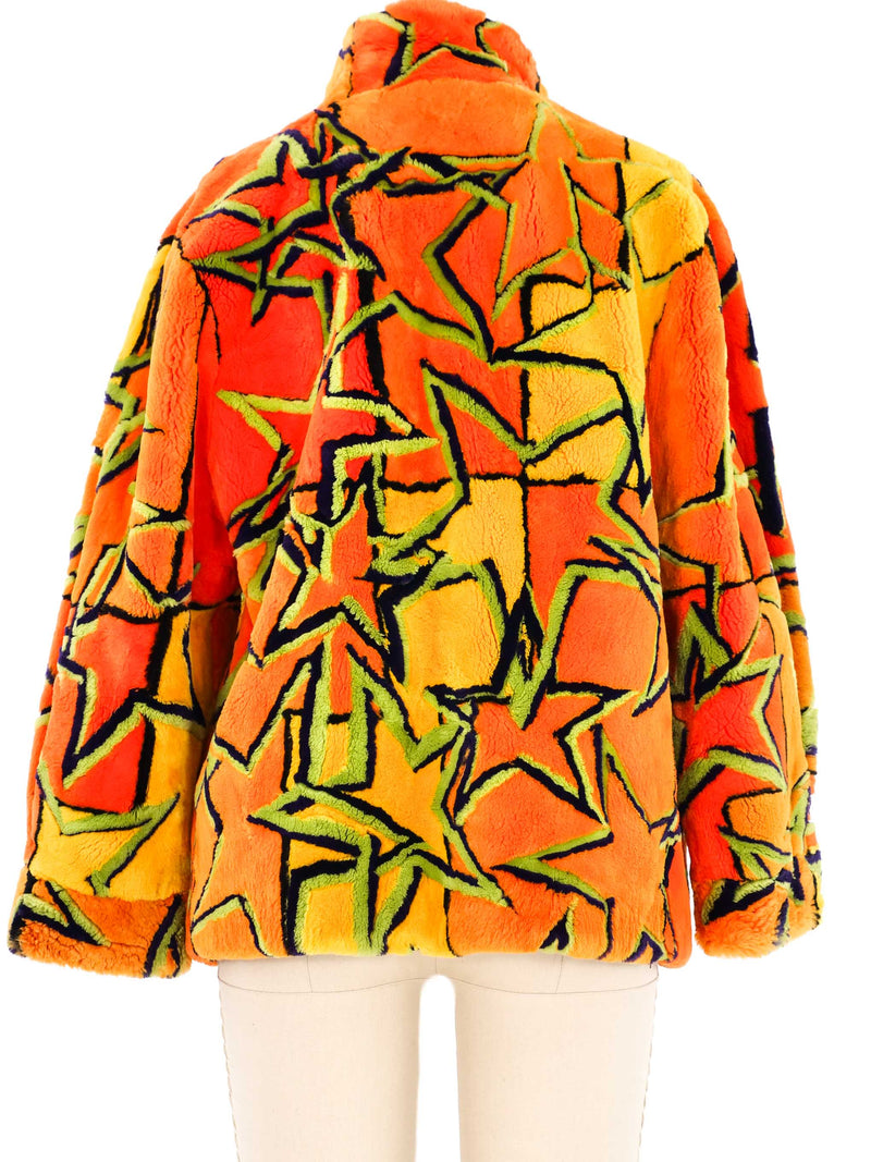 Zuki Neon Star Sheared Fur Coat Outerwear arcadeshops.com