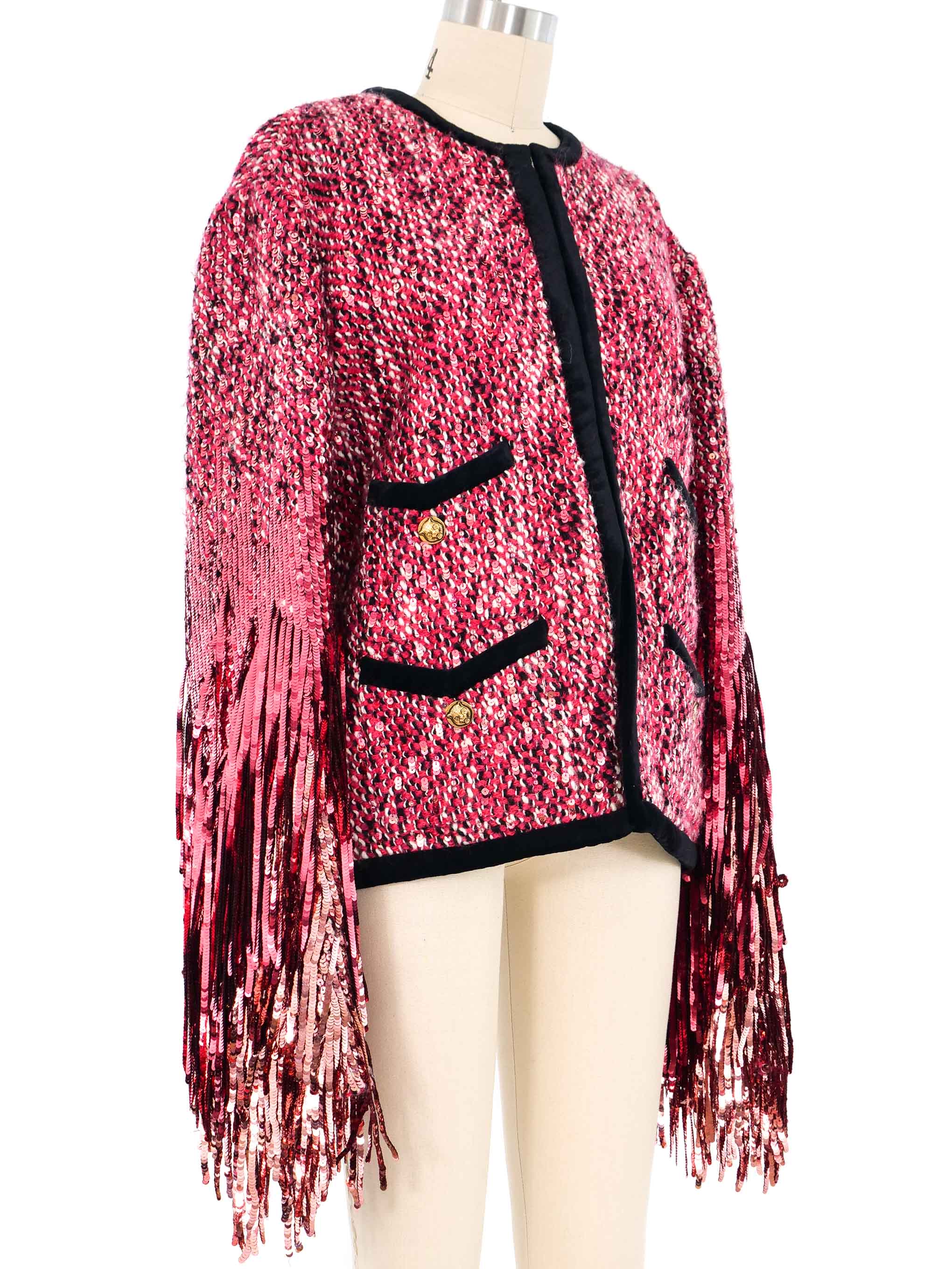 2018 Gucci Sequin Fringed Tweed Jacket