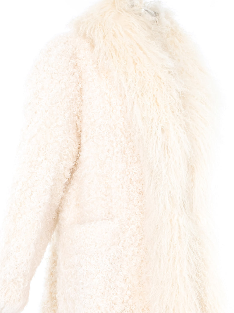 White Mongolian Fur Coat Outerwear arcadeshops.com