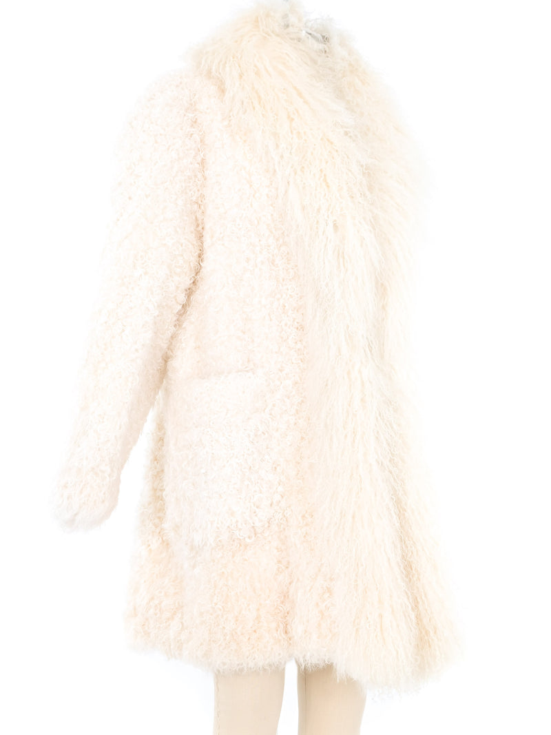 White Mongolian Fur Coat Outerwear arcadeshops.com
