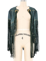 Studded Leather Fringe Capelet Jacket arcadeshops.com