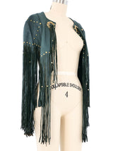 Studded Leather Fringe Capelet Jacket arcadeshops.com