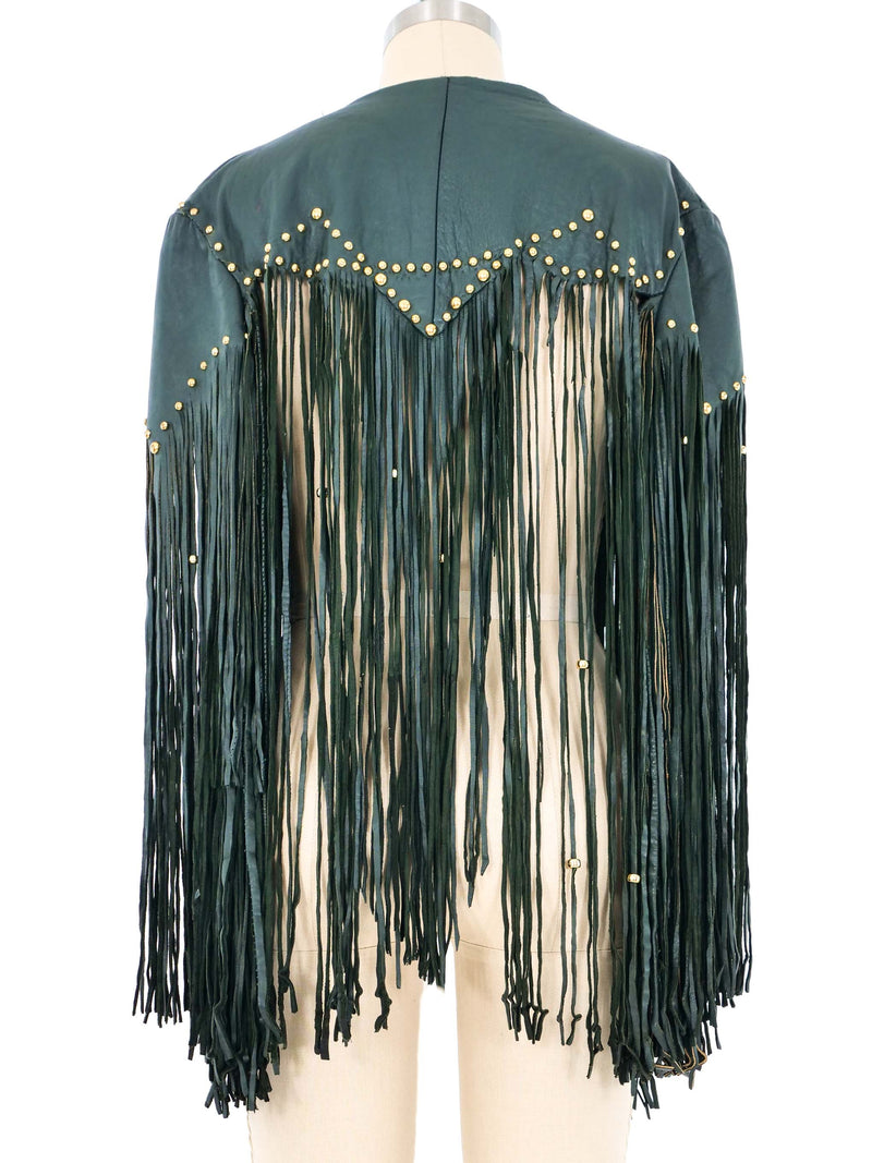 Studded Leather Fringe Capelet Jacket arcadeshops.com