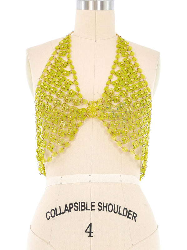 Chartreuse Beaded Halter Bra Top arcadeshops.com