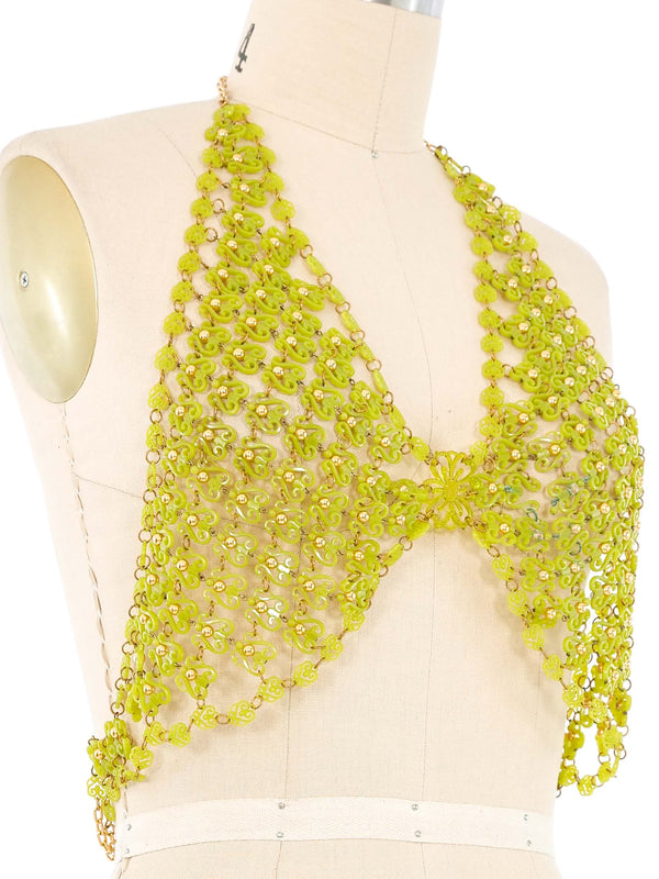 Chartreuse Beaded Halter Bra Top arcadeshops.com