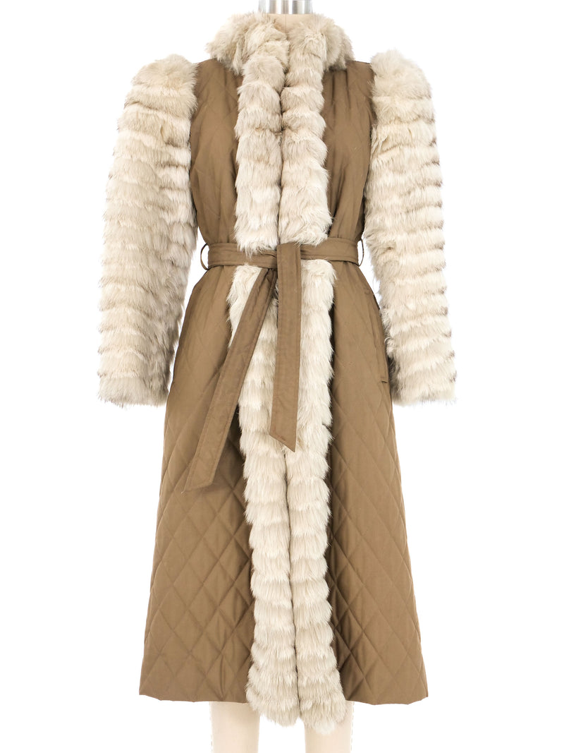 Yves Saint Laurent Fur Trimmed Quilted Coat Outerwear arcadeshops.com