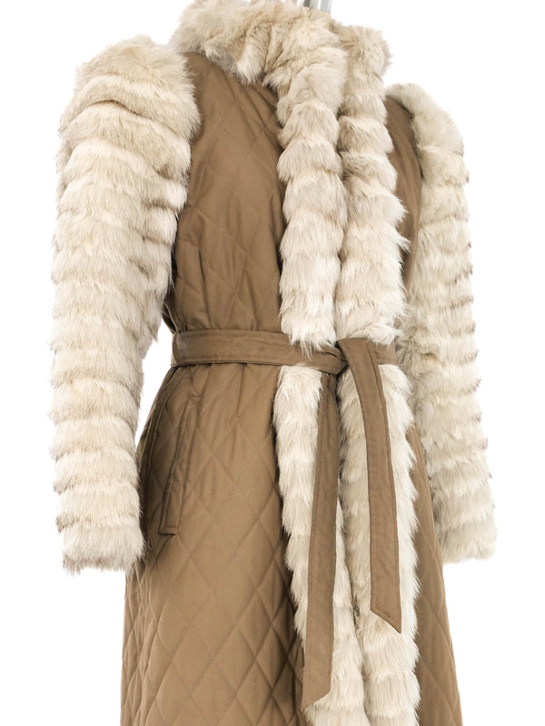 Yves Saint Laurent Fur Trimmed Quilted Coat Outerwear arcadeshops.com