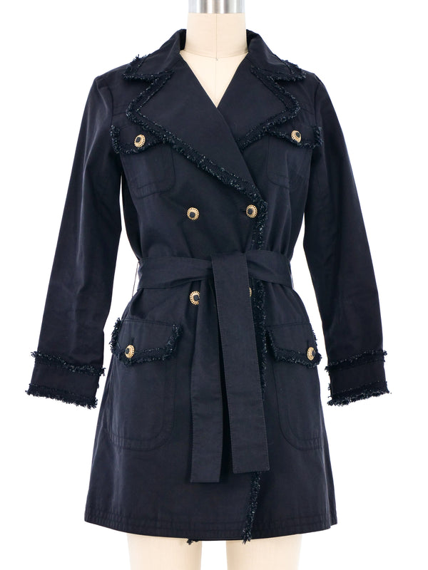 Chanel Fringed Trim Trench Coat Jacket arcadeshops.com