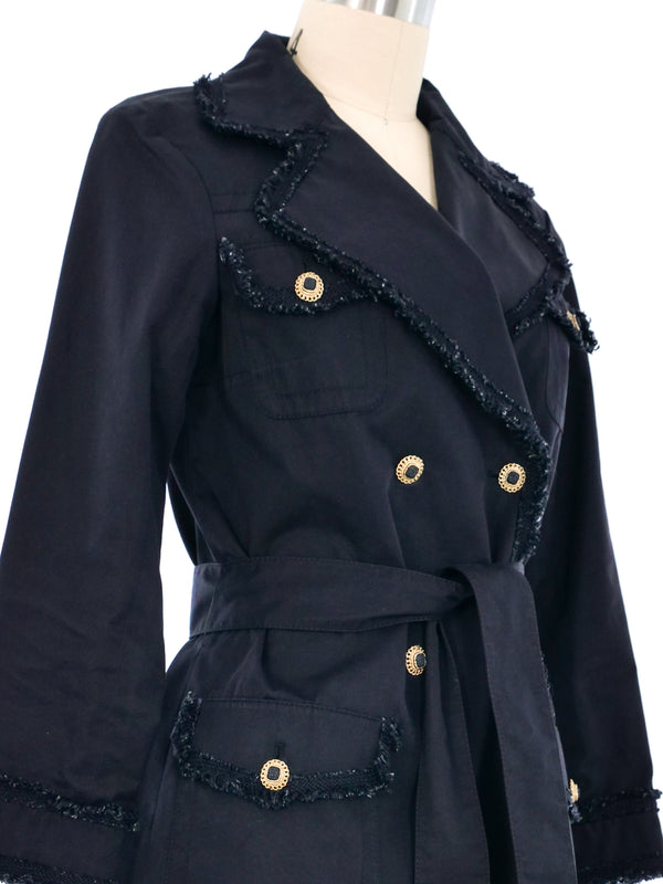 Chanel Fringed Trim Trench Coat Jacket arcadeshops.com