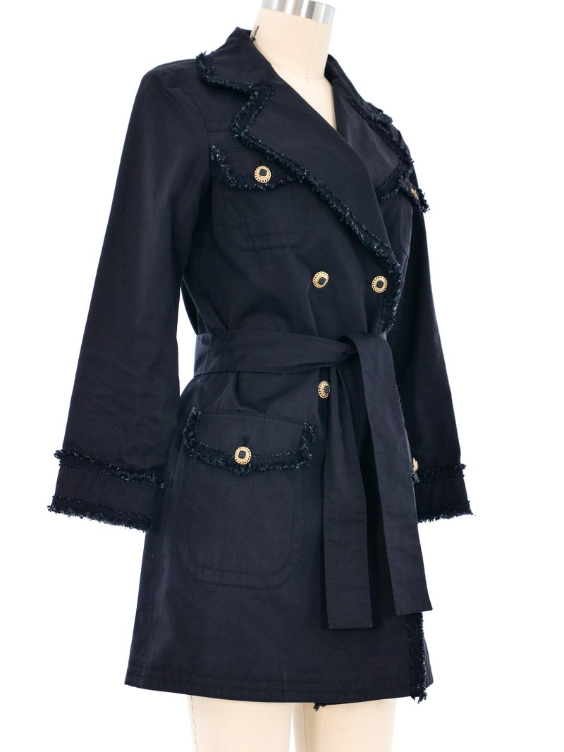 Chanel Fringed Trim Trench Coat Jacket arcadeshops.com