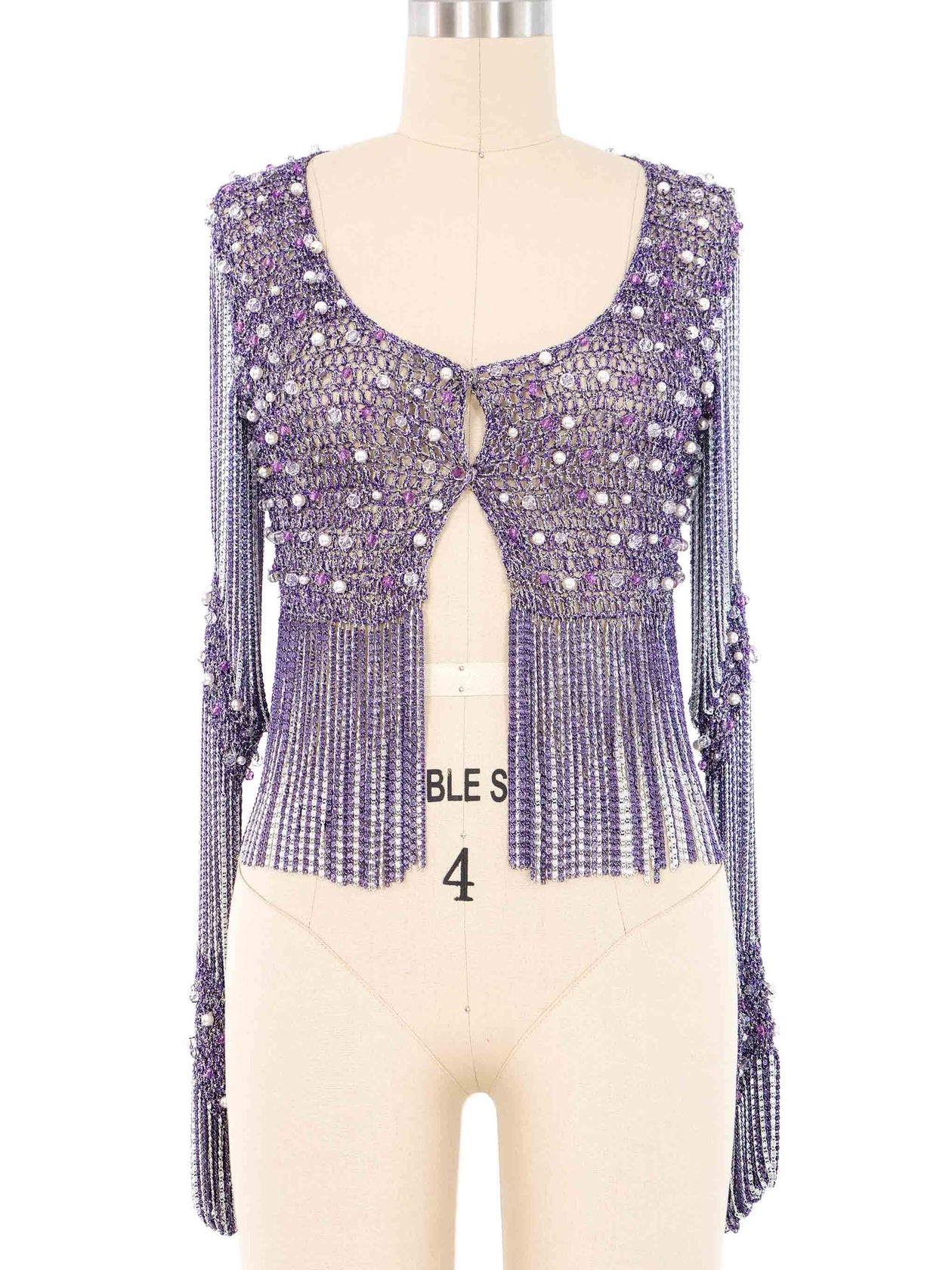 Loris Azzaro Purple Chain Knit Cardigan