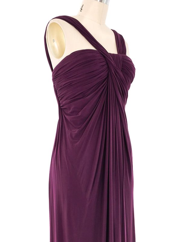 Donna Karan Eggplant Ruched Gown Dress arcadeshops.com