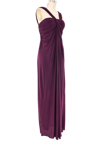 Donna Karan Eggplant Ruched Gown