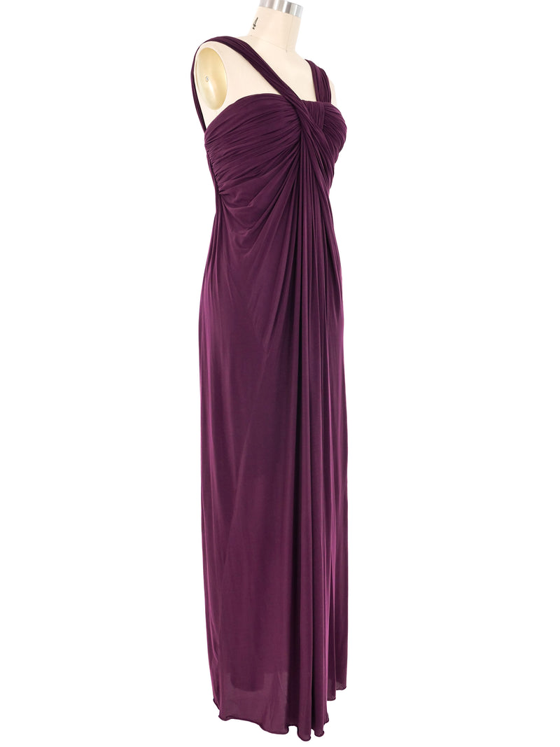 Donna Karan Eggplant Ruched Gown Dress arcadeshops.com