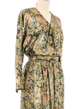 1980s Oscar de la Renta Metallic Floral Skirt Ensemble Suit arcadeshops.com