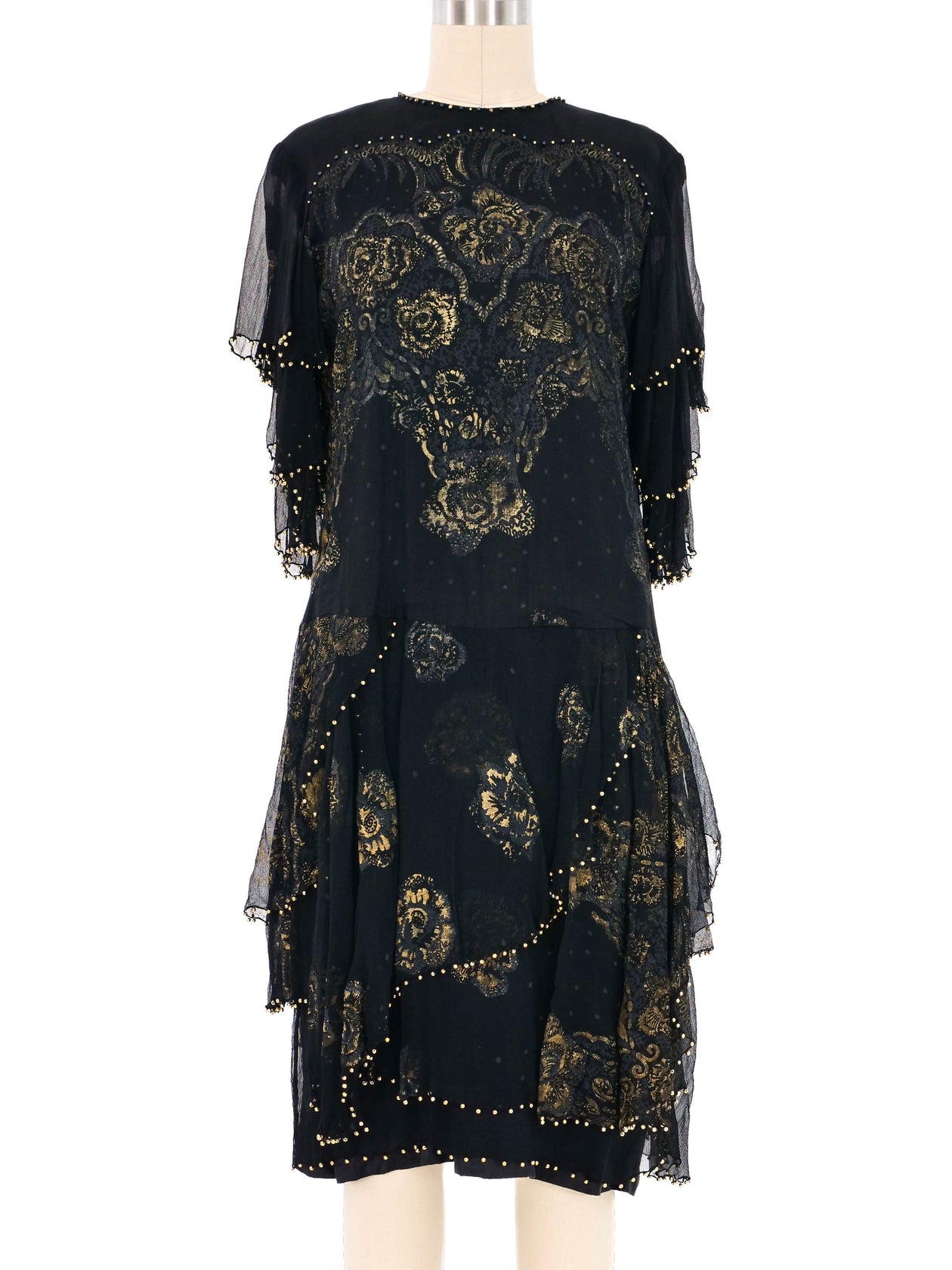 rhodes mini dress Zandra Rhodes Tiered Chiffon Mini Dress