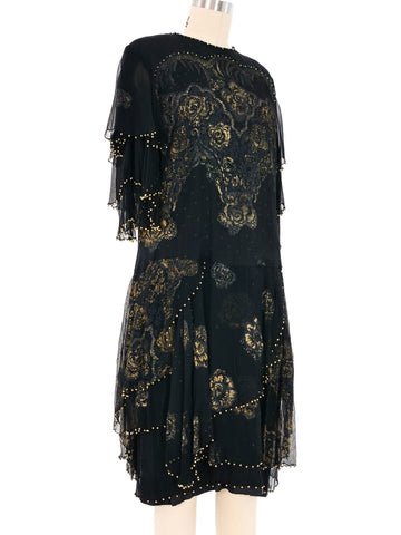 zandra mini dress Zandra Rhodes Tiered Chiffon Mini Dress