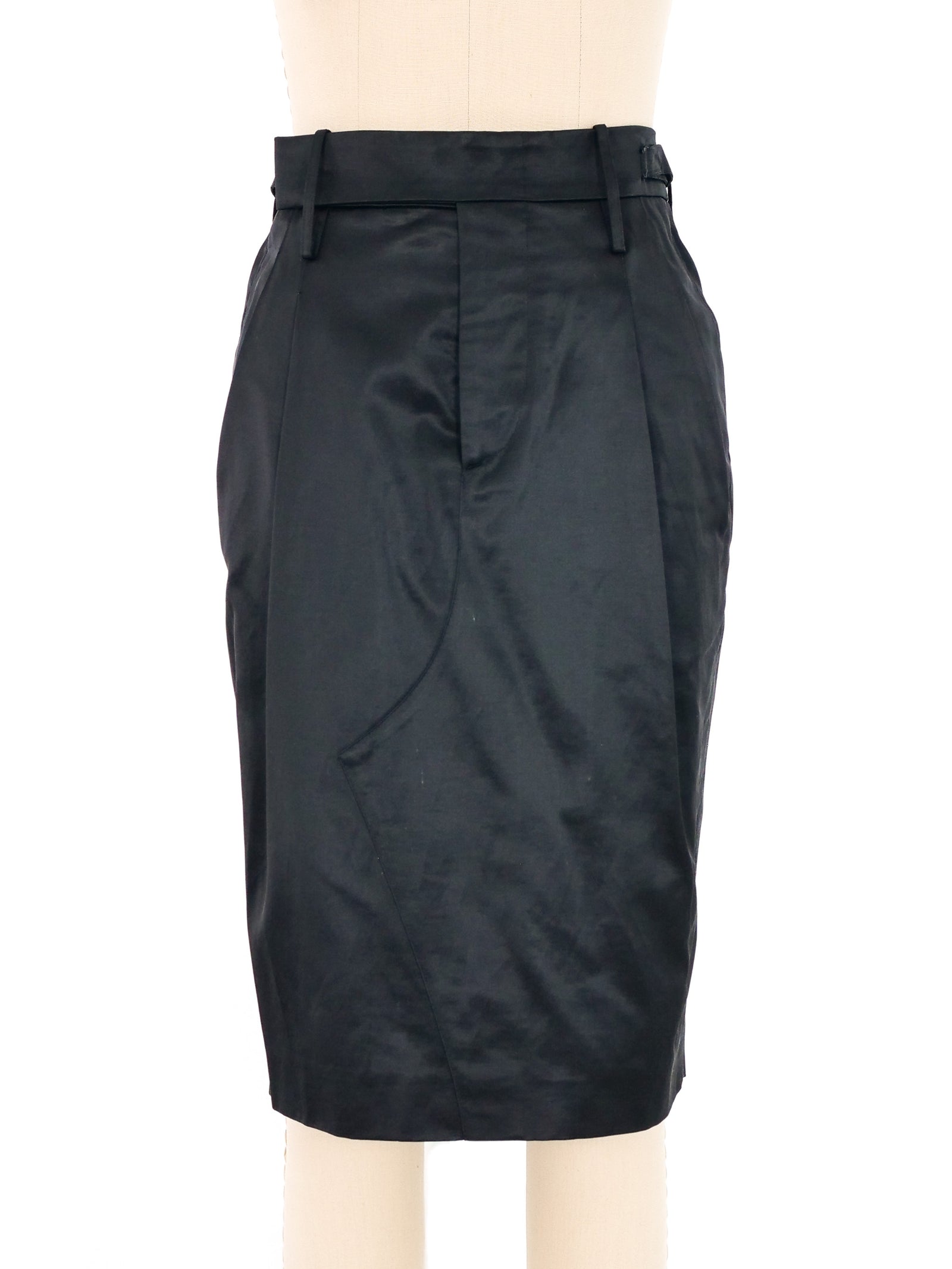 スカート archive GUCCI by TOM FORD Skirt Black S 2001 Gucci by Tom Ford Black Satin Belted Pencil Skirt