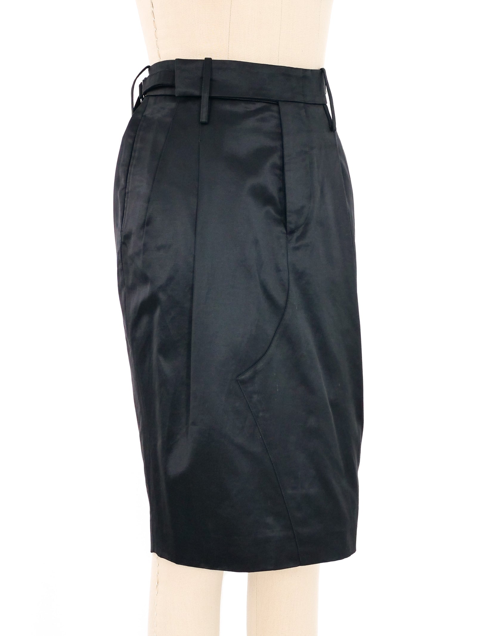 スカート archive GUCCI by TOM FORD Skirt Black S 2001 Gucci by Tom Ford Black Satin Belted Pencil Skirt